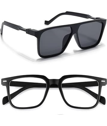 Elligator Black Rectangular Sunglasses ( Pack of 2 )