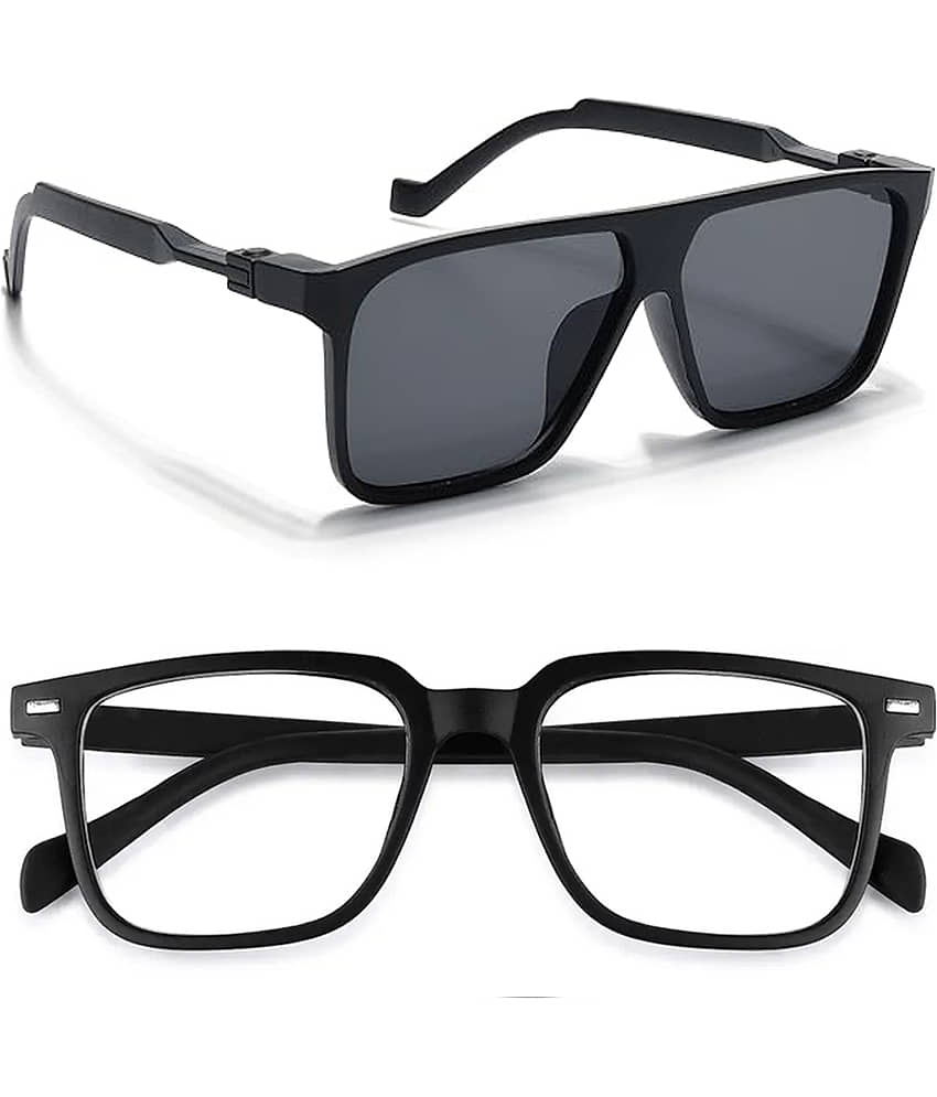 Elligator Black Rectangular Sunglasses ( Pack of 2 )
