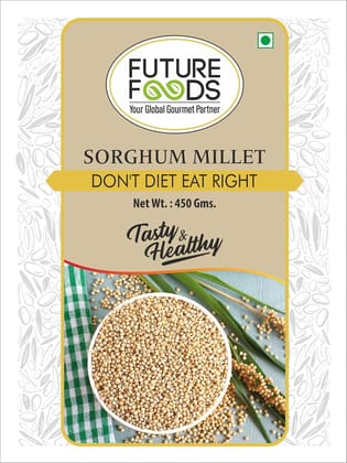 Future Foods Premium Sorghum/Jowar Flour | High Protein | Gluten Free | Rich Source of Antioxidants | Dietary Fiber Rich | Ideal of Diabetic Patients | Supports Weight Control | 450g