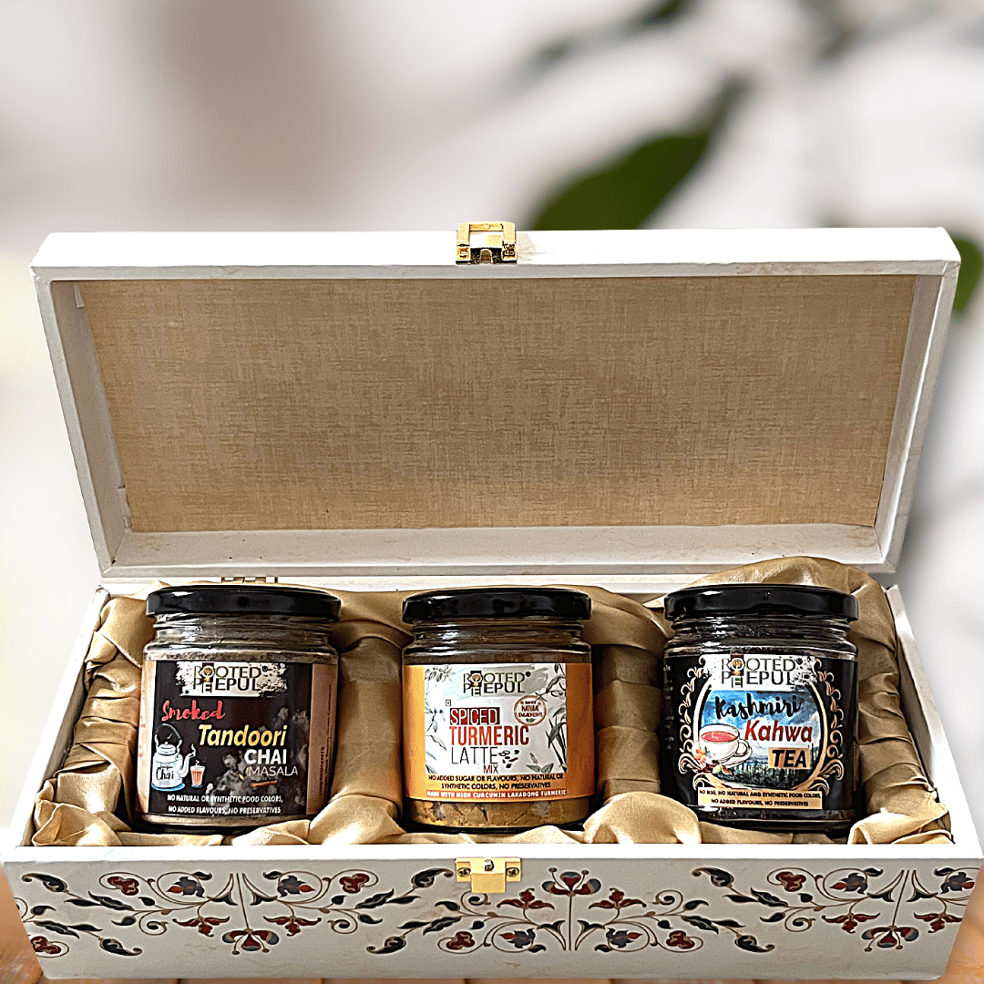 Gift Box - Smoked Tandoori Chai Masala, Spiced Turmeric Latte & Kashmiri Kahwa Tea