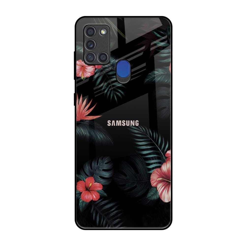 Tropical Art Flower Glass Case for Samsung A21s