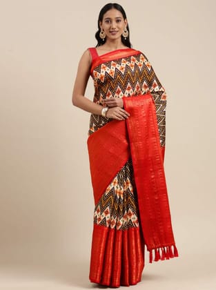 Yavira silk Women's Multi Printed Silk Blend Saree