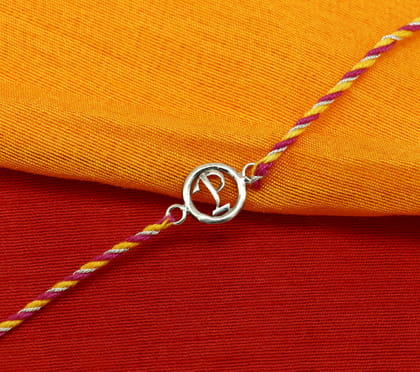 925 sterling silver handmade P letter design Rakhi Bracelet, amazing stylish gift for Rakshabandhan rk43