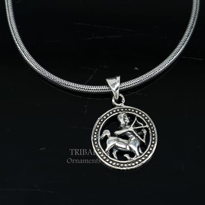 925 sterling silver amazing horoscope zodiac sign or symbol Sagittarius pendant unique Dhanu Rashi symbol pendant best ethnic jewelry nsp571