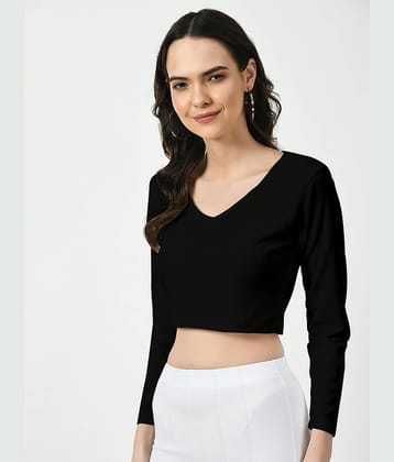 Dream Beauty Fashion Women's Polyester Crop Top ( Black )