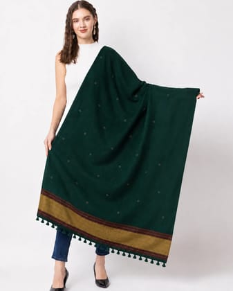 Emerald Kutchi Jaripatta Woollen Shawl