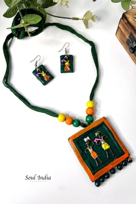 Handmade Terracotta Warli Art Jewellery Set