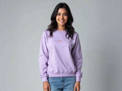 Taarak Mehta Ka Ooltah Chashmah| Lavender Printed Crew Neck Sweatshirt Cotton 350 GSM  (KEHNA KYA CHAHTE HO PRABHU)