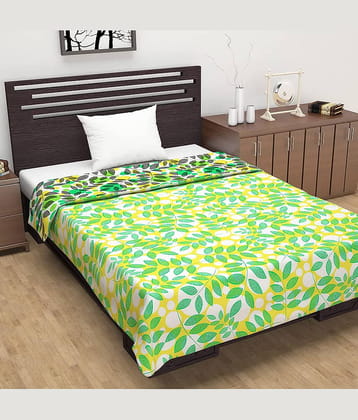 DIVINE CASA Single Polyester Green Floral Dohar