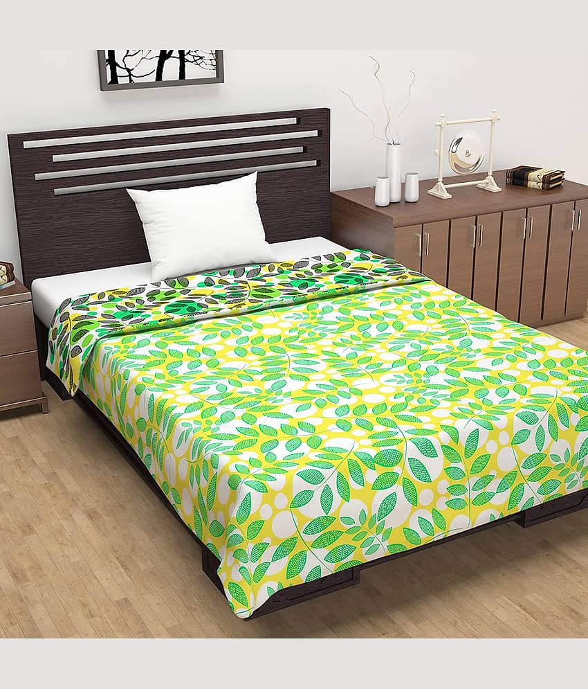 DIVINE CASA Single Polyester Green Floral Dohar
