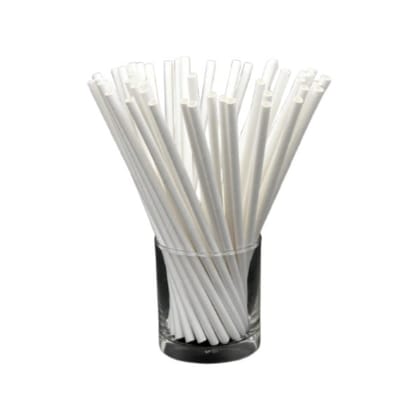 Edible Straw 6.5 mm Dia X 210 mm Length - White (100 Pcs)