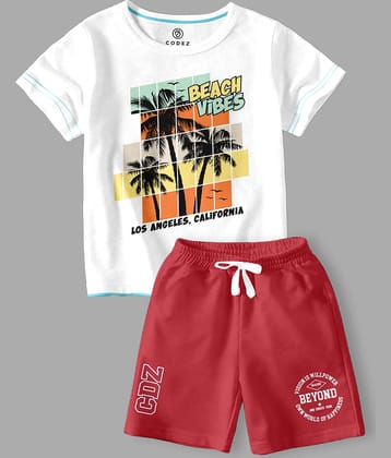 CODEZ Pack of 2 Boys Cotton Blend T-Shirt & Shorts Set ( Multicolor )