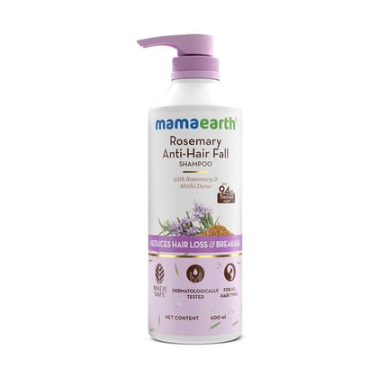 Mamaearth Rosemary Anti-Hair Fall Shampoo With Rosemary & Methi Dana For Reducing Hair Loss & Breakage,Gives Up To 94% Stronger Hair,Up To 93% Less Hair Fall |Sulphate Free Shampoo |For Unisex,600 Ml Mamaearth Rosemary Anti-Hair Fall Shampoo With Rosemar