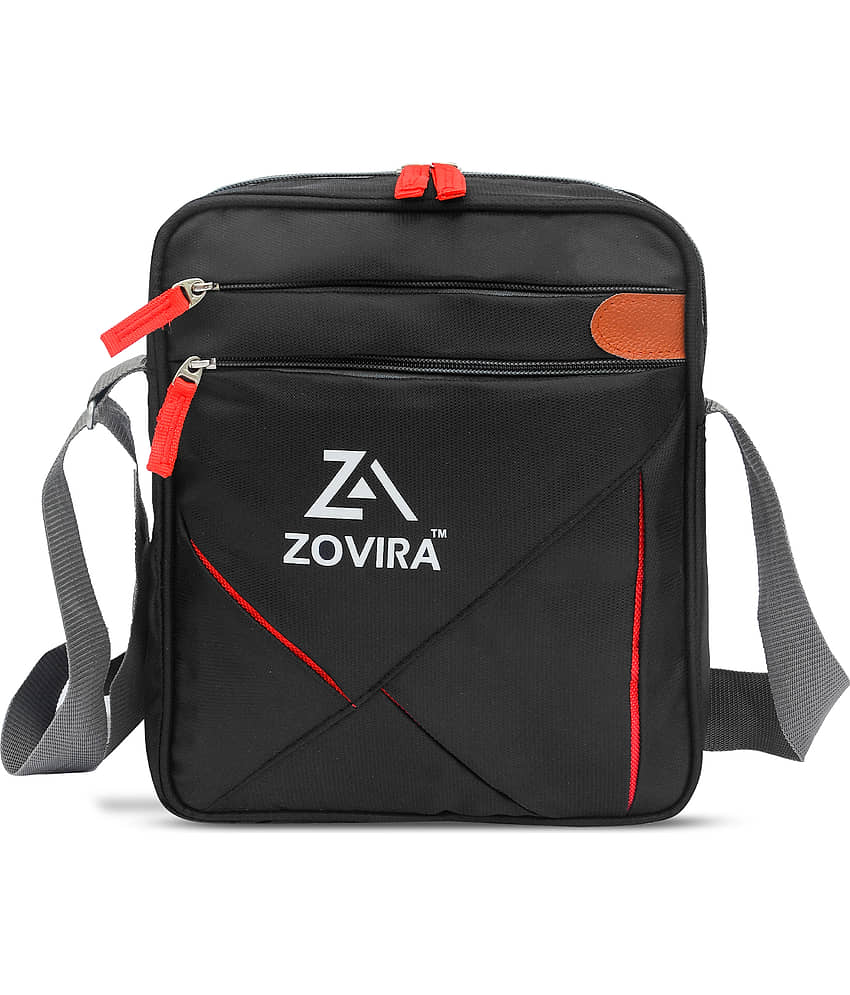 Zovira Black Printed Messenger Bag