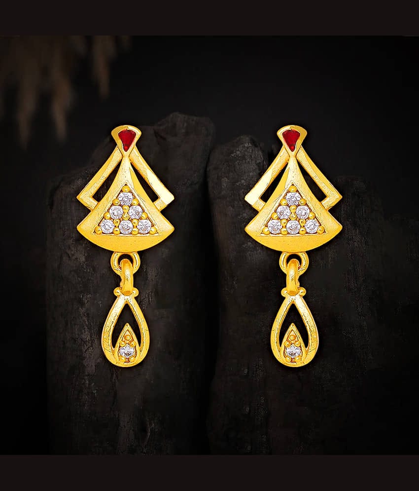 LUV FASHION Golden Jhumki Earrings ( Pack of 1 )