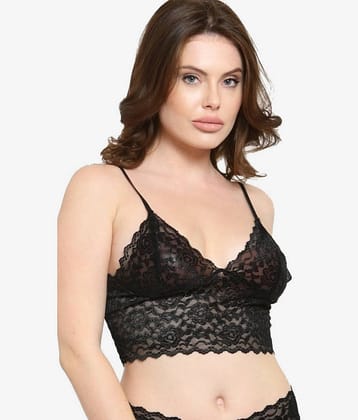 N-Gal Nylon Non Padded Women's Bralette Bra ( Black )