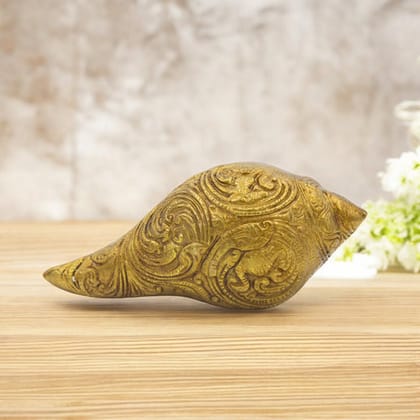 Brass Carvings Shankh for Home Decor, Temple Decor & All Occasional Purposes