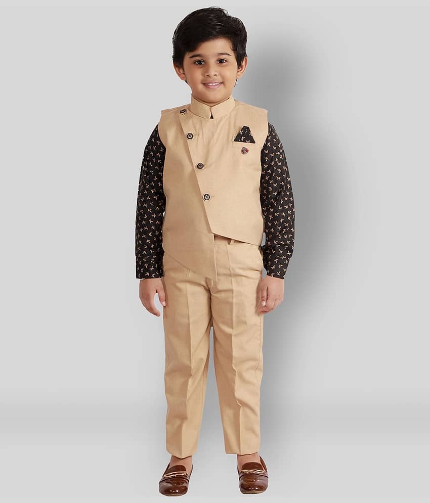 Fourfolds Pack of 1 Boys Cotton Blend Shirt & Jeans Set ( Black )