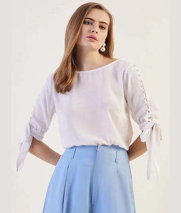 Freehand White Polyester Womens Regular Top ( Pack of 1 ) - None