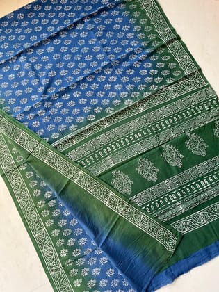Pure Mul Cotton Sarees, Bagru print, Blouse attached