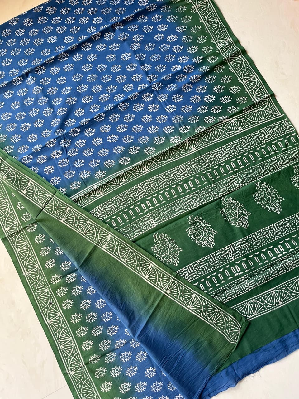 Pure Mul Cotton Sarees, Bagru print, Blouse attached