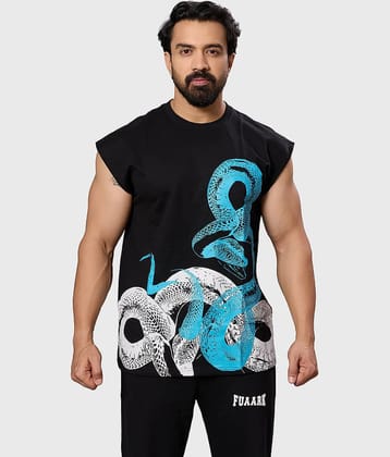 Fuaark Black Cotton Oversized Fit Men's Tanks ( Pack of 1 )