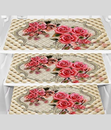 CreadCraft PVC Floral Fridge Mats ( 30 44 ) Pack of 3 - Green