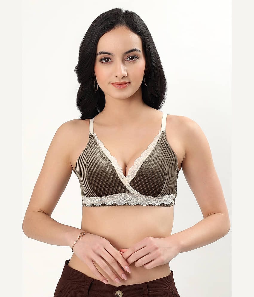 PARKHA Pack of 1 Nylon Heavily Padded Bralette Bra For Women ( Green )