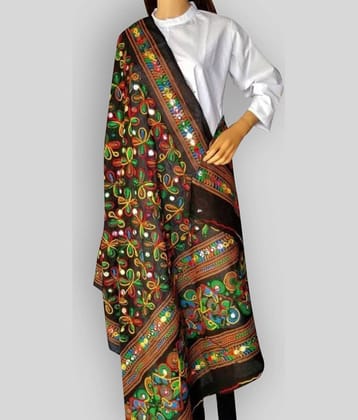 Raj Black Cotton Kutch Embroidered Dupatta
