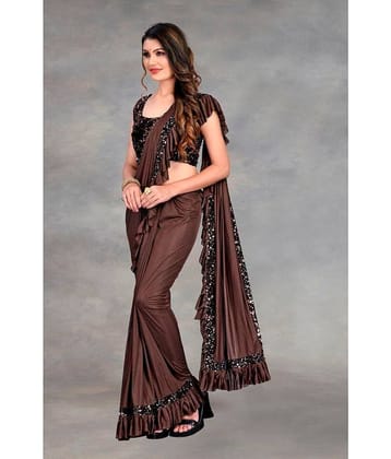 Aika Lycra Embellished Saree With Unstitched Blouse Piece ( Teal )