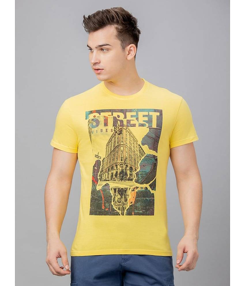 Globus - Yellow Cotton Regular Fit Men's T-Shirt ( Pack of 1 )