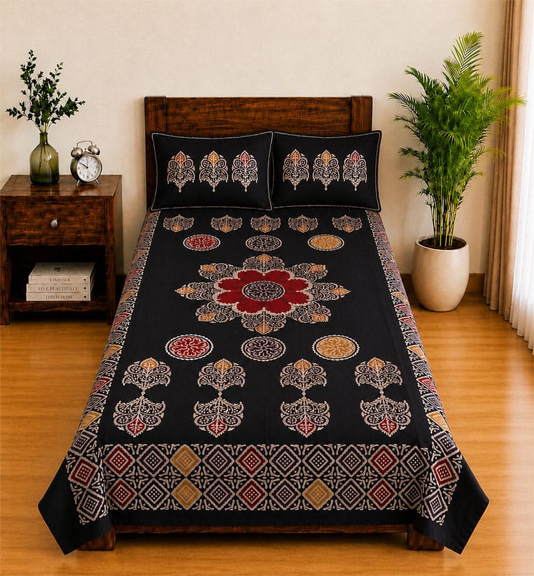 Handcrafted Batik Printed Cotton Single Bed Bedsheet