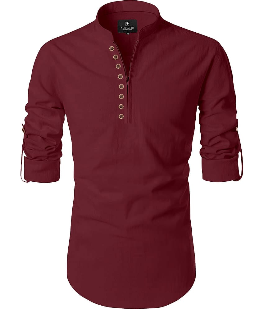 Nofilter Maroon Cotton Men's Regular Kurta ( Pack of 1 )