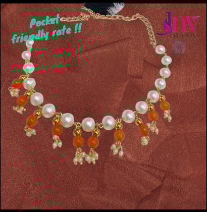 Pearl necklace- latkans available in all colours