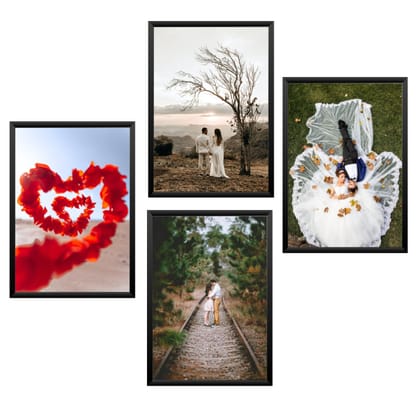 NOKKES Customized Set of 4 Premium Print Collage Photo Frames with Your Personalised Photos Frame (Size - 5X7 Inch) Home, Wall, Office Decor and Gifts (pack of 4side3)