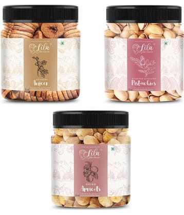 Lila Dry Fruits Figs (500gm), Pista(500gm) & Apricot(500 gm) Combo | Kaju Pista Khubani Combo
