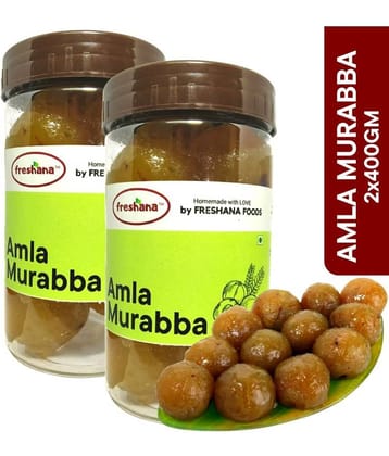Freshana (100% Fresh & Homemade) Dry Amla Murabba 2x400G Organic Homemade Awla Murabba Pickle 800 g Pack of 2