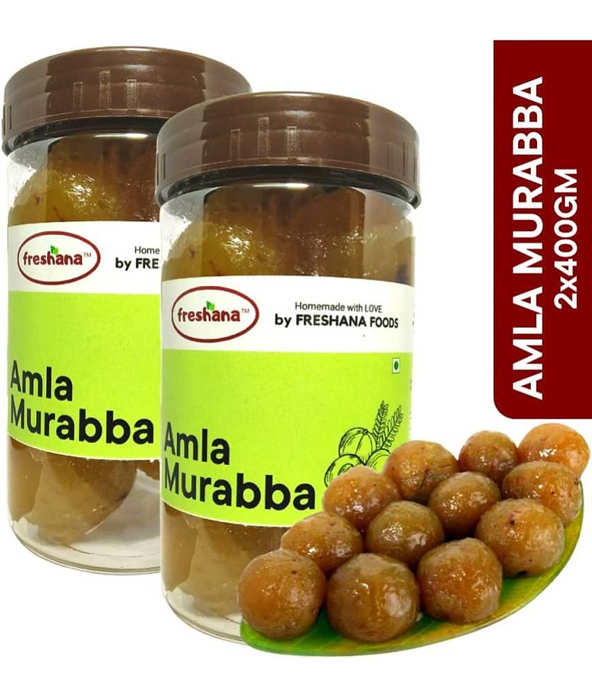 Freshana (100% Fresh & Homemade) Dry Amla Murabba 2x400G Organic Homemade Awla Murabba Pickle 800 g Pack of 2