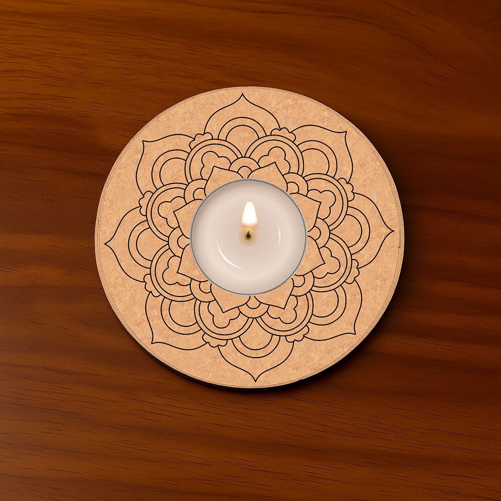 Dbeautify's Round MDF T-Light Candle Holder - Pooja Needs | Buy online on ZillyBuy