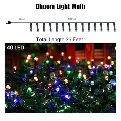 35 Feet 40 Led String Serial Lights, Copper Wire LED Decorative String Fairy Rice Lights for Indoor, Outdoor, Decoration, Festival, Party, Wedding, Garden, Lawn (Multicolor)(Pack of 1)_assorted colour