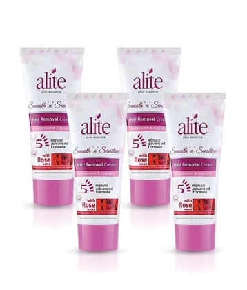 Alite Hair Removal Cream for Women Painless & Effective with Rose Water (30g x Pack of 4)