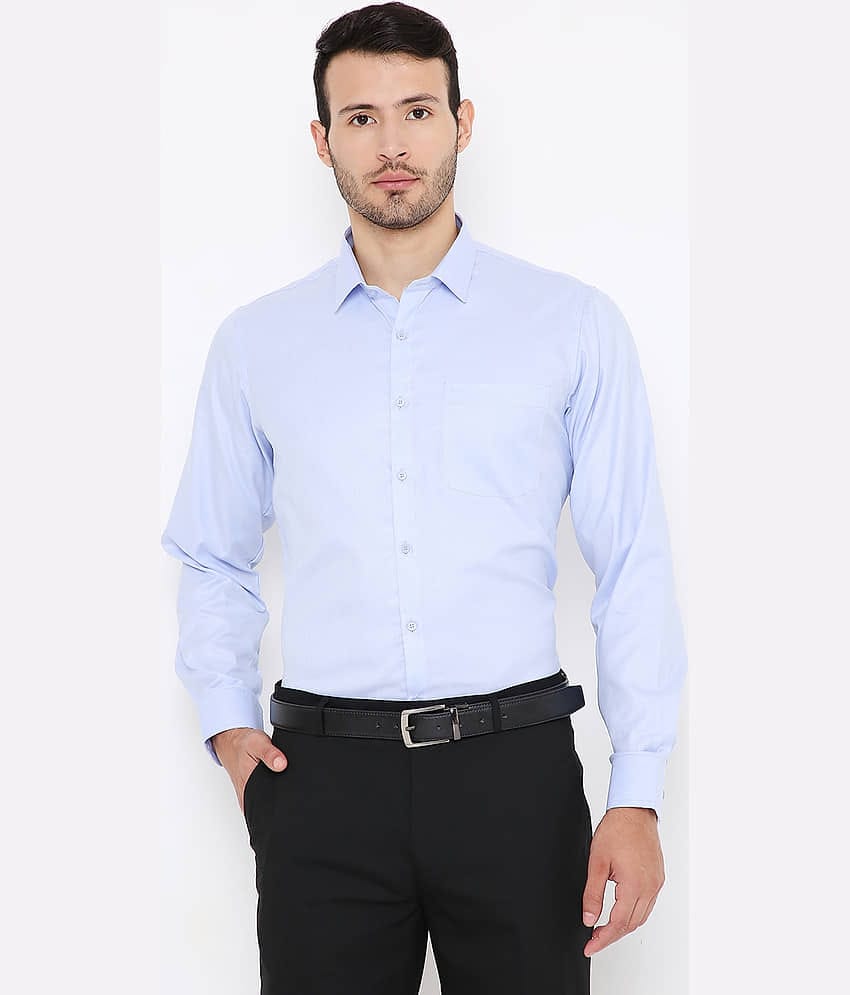 Maharaja - Blue Cotton Blend Slim Fit Men's Formal Shirt ( Pack of 1 )