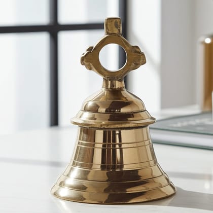 Brass Temple Hanging Ghanta, Hanging Bell, Ghanta 1.25 KG - Antique Brass Temple Bell for Mandir D�cor (ZMAS493 D)
