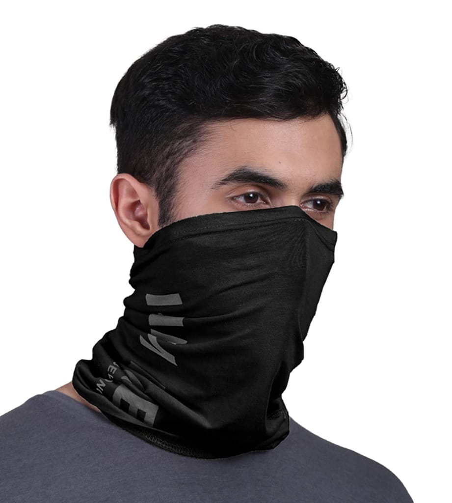 FREECULTR Unisex Bamboo Bandana, Anti Microbial Super Soft & Comfort Fit, Breathable Multipurpose Headband, Face Mask for Dust Protection and Sun - Printed Pack of 3-Black,Chalk Blue,Pilot Blue