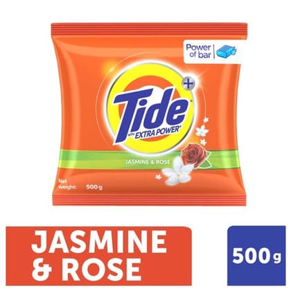 Tide Double Power Jasmine & Rose Detergent Powder, 500 gm  