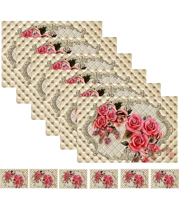 CreadCraft PVC Floral Rectangle Table Mats & Coasters ( 40 cm x 32 cm ) Pack of 1 - Multi