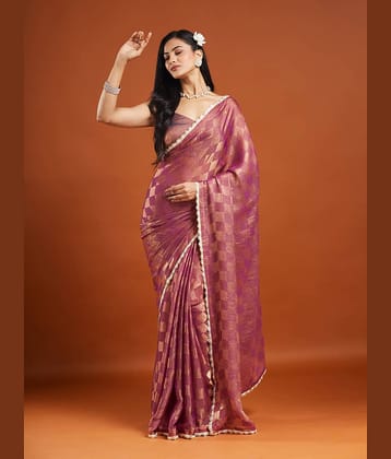 Indy Bliss Silk Blend Checks Saree With Unstitched Blouse Piece ( Wine )