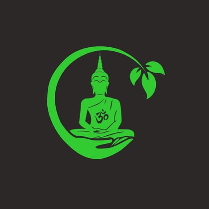 DreamKraft Glow in Dark Radium Meditating Buddha Floral Wall Sticker (Green, 20 cm X 19 cm)
