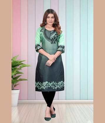 Hetsa Women Rayon Printed A-line Kurti ( Mint Green )