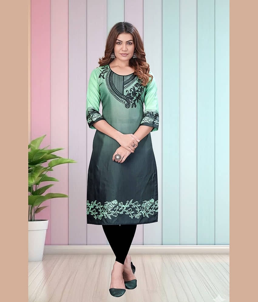 Hetsa Women Rayon Printed A-line Kurti ( Mint Green )